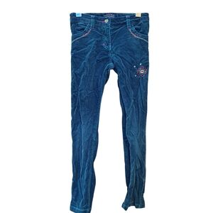 3/35$ Souris Mini Girls Corduroy Pants Size 7 | Teal Blue Skinny Fit Floral